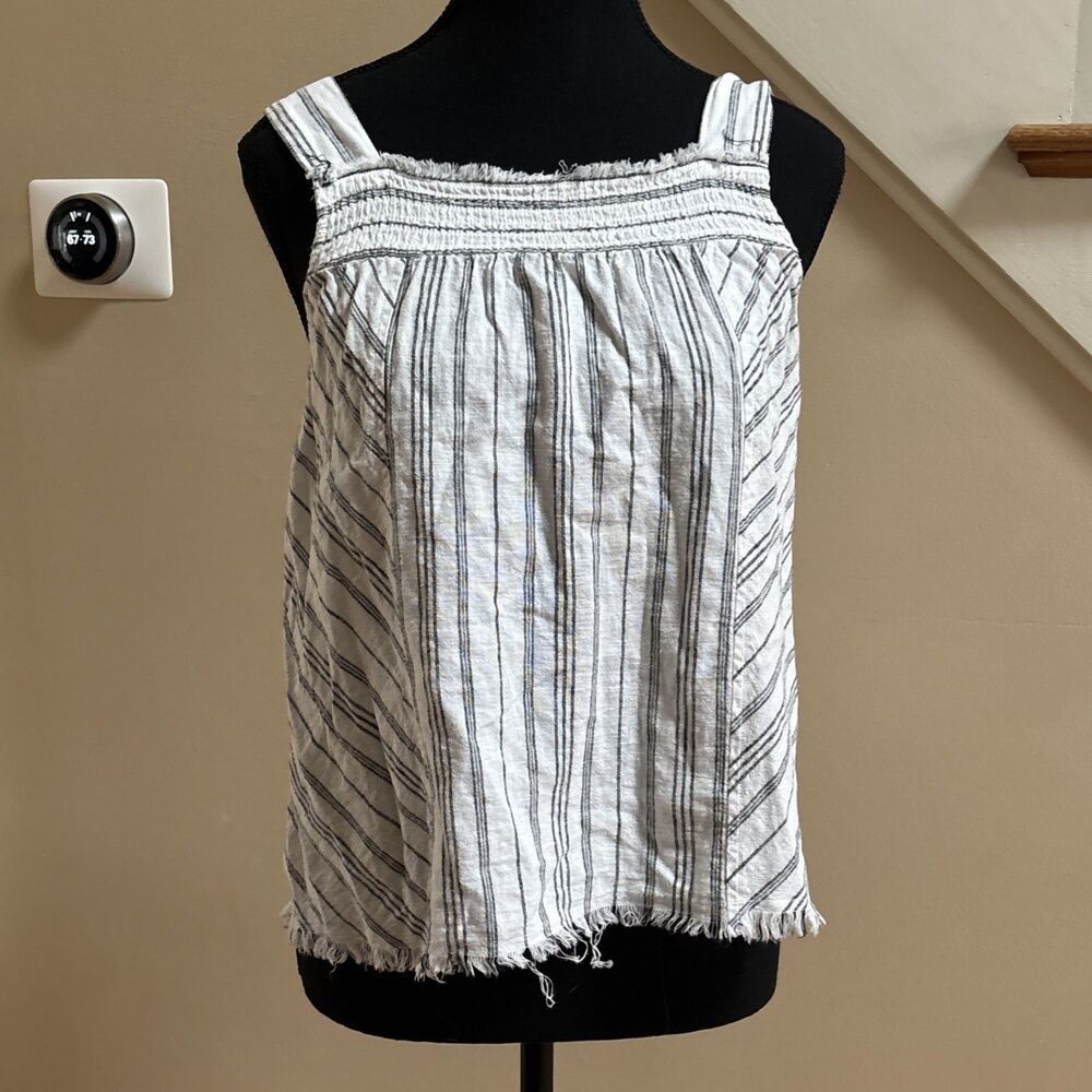 Vince Camuto Women’s Linen Cotton Tank Top Size XS Black And White